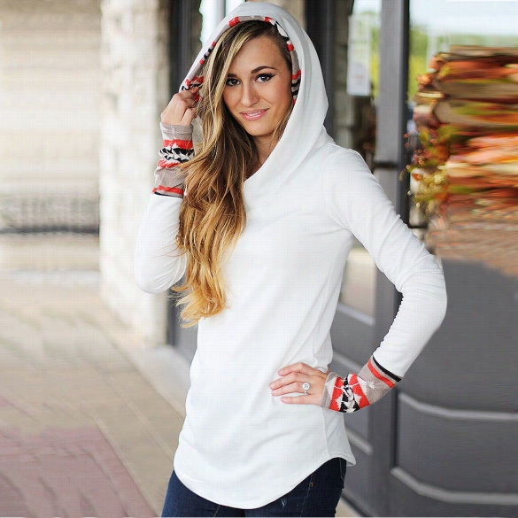 Fashion Casual Women Cool Long Sleeve Patchwork Spring Autumn Hoodies