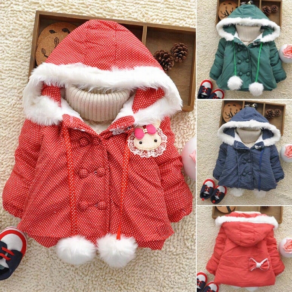 Fashio N Cute New Rabvit Pattern Girl$ Long Sleeve Tichkening Warm Hooded Jackt Coat