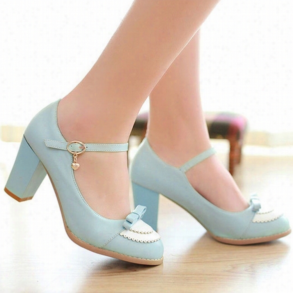 Fashion Women High Heel Cut Out Ankle Strap Heel Round Toe Pumps Shoes