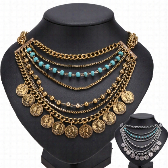 Fashion Women Necklace Mult I Layers Design Beach Ethnic Tribal Style Festival Jewelry State Ment