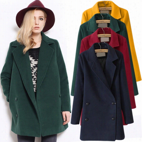 Fashion Women's Outwear Winter Wool Mingle Long Solid Coat Jacket Overcoat