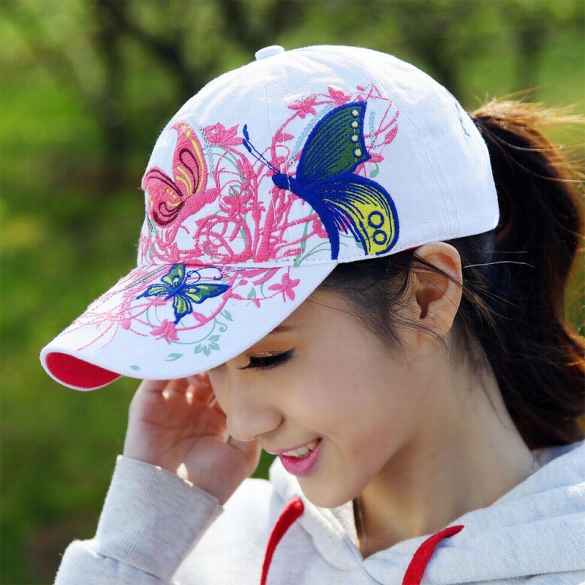 High Qualiity New Womens Embroidered Flowers Butterflie5 Baseball Sport F Ashion