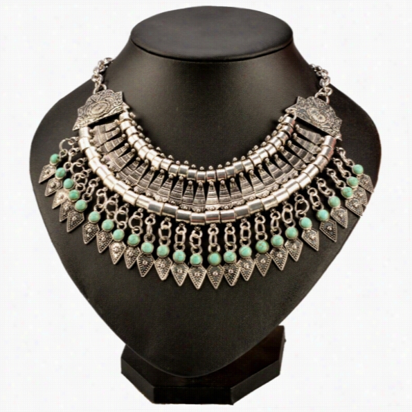 Hot Fashion Women Bohemia Vintaeg Style Alloy Thick Chocker Pendant Beads Beach Party Ecklace
