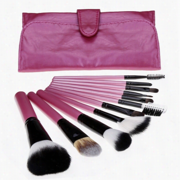 New 11 Pcs Pro Makeup  Cosmetic Brush Set High Quality Soft Synthetic Hair Eyebrow Eye Darkness Brush Tools Outfit With Pouch