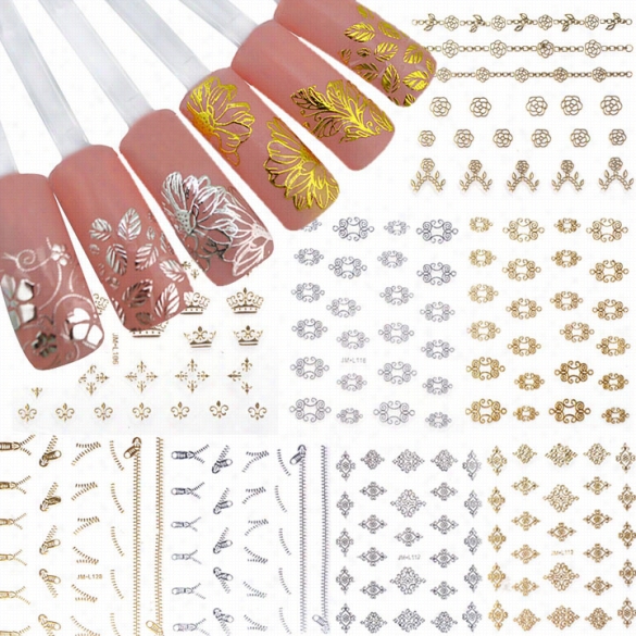 New 12 Sheets Prett Y3d Flower Na Il Stickkers Manicure Dec Als Nail Art Diy