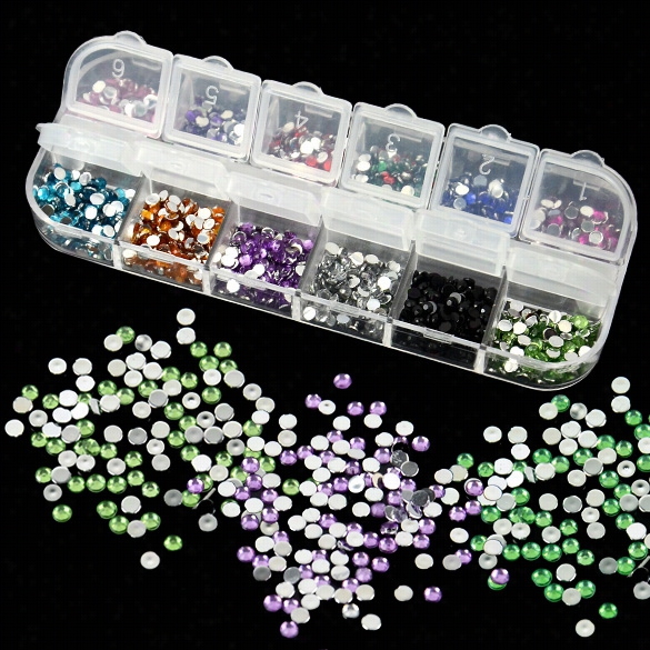 New 2000pcs Mix 12 Color 3mm  Teardrop Nail Art Rhinestones Deco Glitters