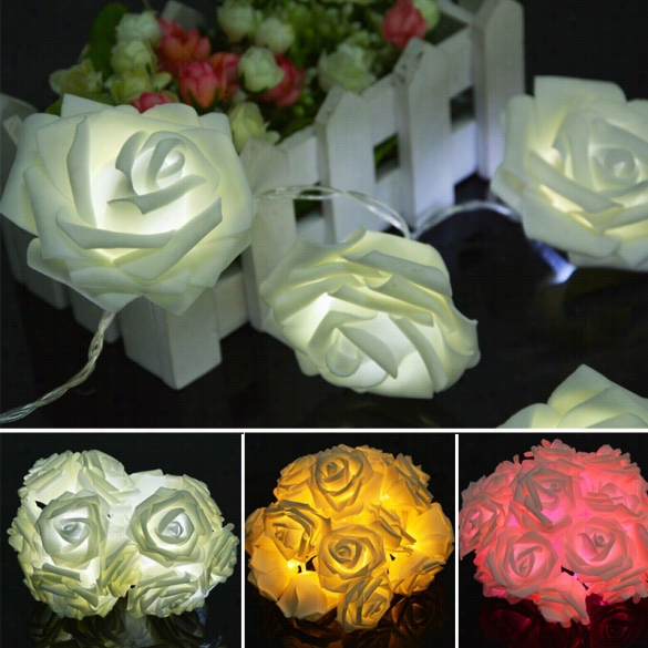 New 20led Rose Flower Fay String Lights Wedding Garden Party Christmas Ornament