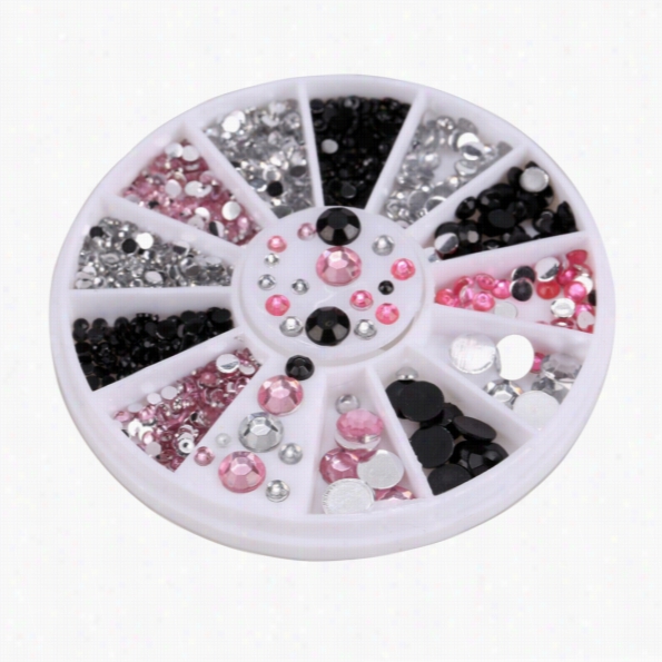 New Acrylic Nail Art Decoration Black Whiet Pink Gkitter Rhinestones