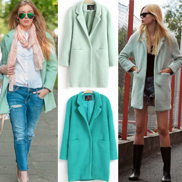 New Fashion Ciat  Owmen's Lo Ng Jacket Knit Overcoat Warm Loose Long Sleeve Winter Lapel