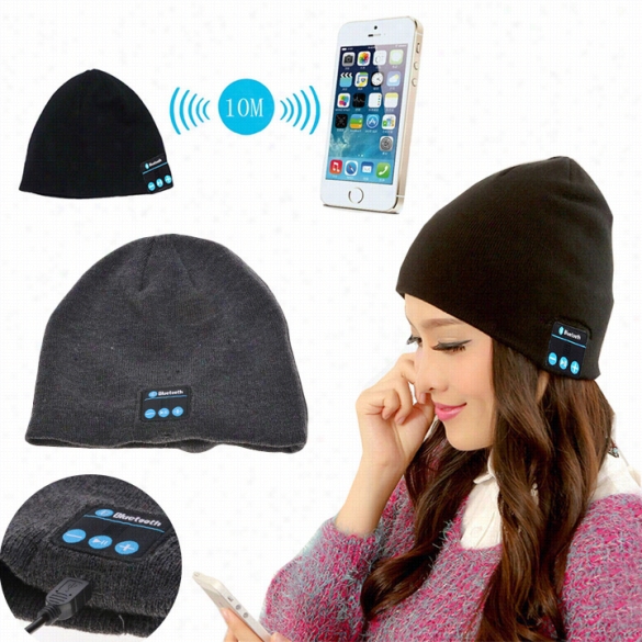 Recent Fashion So Ft Warm Knitted Hat Wireless Bluettooth Headset Hheadphone High-tech Smart Cap