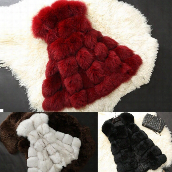 New Fashion Warm Faux Fur Vvest Women Layer Jacket Vest Shawl Waistcoat Overcoa T