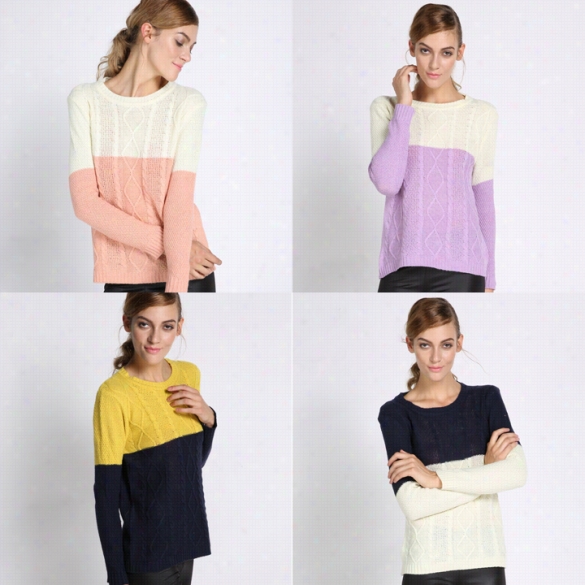New Fashion Women Round Neck Knitted Sweater Knitwea Pullover Jumper Sweatshirt