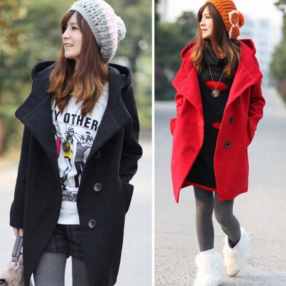 New Fashion Women Wool Winter Wwrm Parka Long Jacket Coat Trench Outerwear