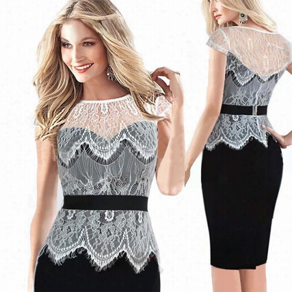 New Fashion Womens Celeb Lace Contrast Evening Wedding Penc Il Midi Bodycon Dress