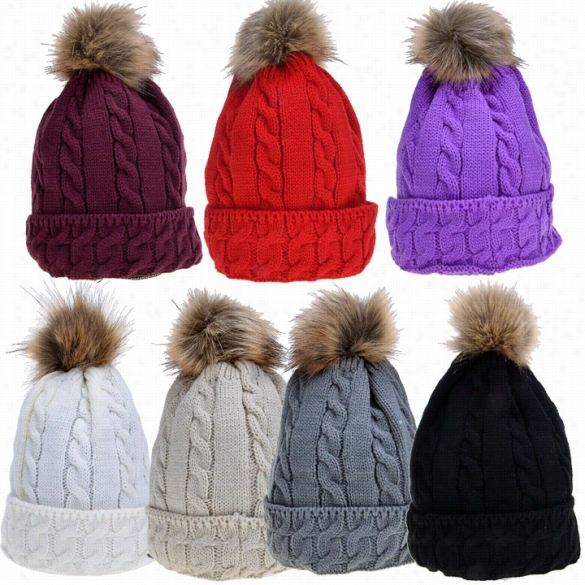 New Lady Women's Fashion Elegant Wrm Cassual Kniit Faux Fur Cap Hat