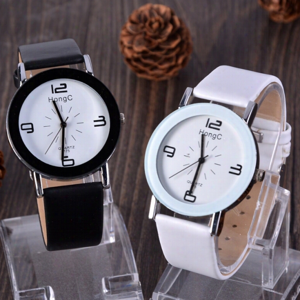 New Men Womensdurable Pu Leather Silex Movement Wrist Watch Analogd Ress Watches