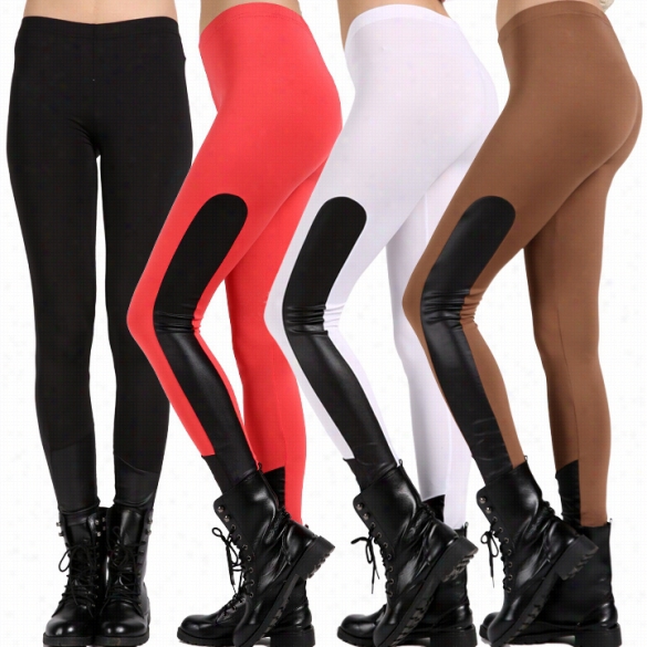 Nw Pnk Women Solid Color Bandage Boduco Ojint Black"red"camel"white El Asti Leggings