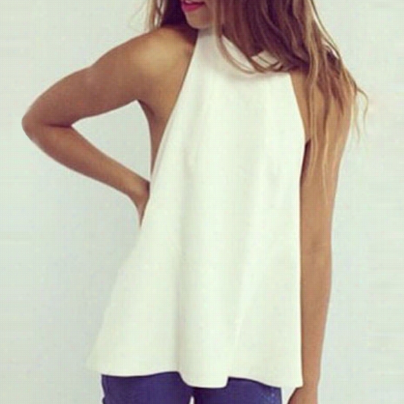 New Women Fashion Sleeveless Off Shoulders Exy Backles S Chiffon Casual Top Blouse Shirt