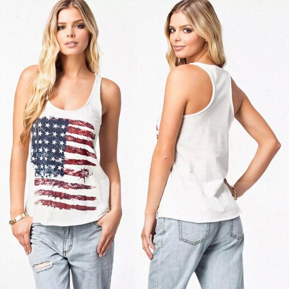 New Women's Sleeveless O-neck Tops Printing Shirtt Blouse Casual Loose Vest