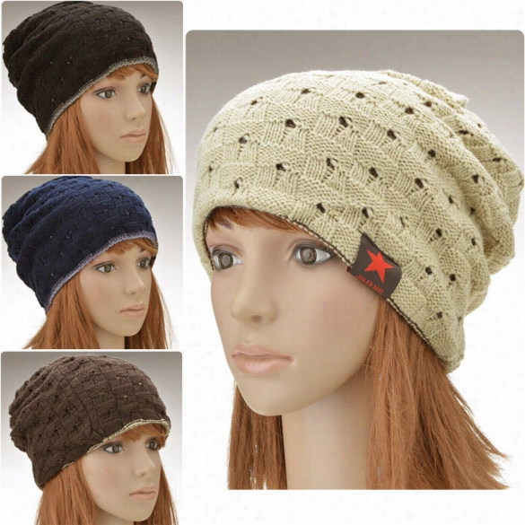 Stylish Knitted Acrylic Slid Color Unisex Cpa Pair Sides Use Couples' Fashion Hats And Caps