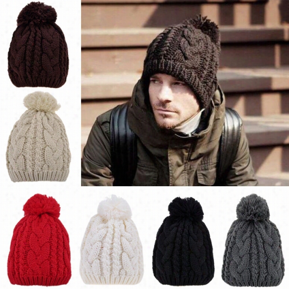 Stylish New Women's Men's Unisex Knit Winter Warm Ski Skating Soft Cap Hat