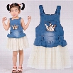 Kids Girls Lovely Jeans Tulle Braces Party Dress Suspender Skirt Birthday Gift 1-6Y