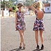 New Women's Ladies Short Sleeve Floral Printing Sexy Backless Mini Dress