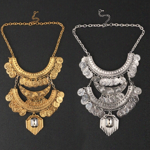 Vintage Style Statement Rhinestone Chains Chocker Link Pendant Necklace