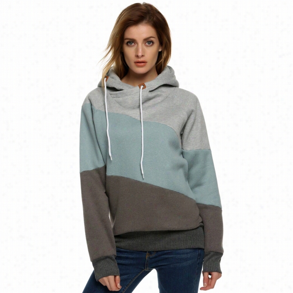 Women Casual Sport Polo Neck Hoody Tops Contrast Color Long Sleeve Sweashirt Hoodie