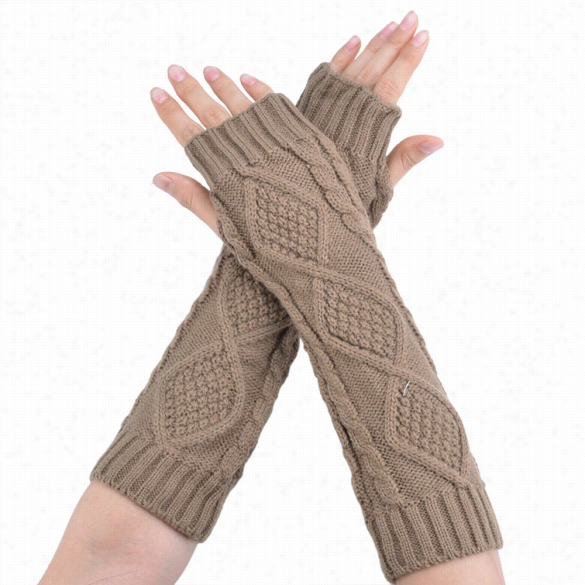 Women's Arm Warmers Long Gloves Hand Knitted Half Warmer Glove For Women