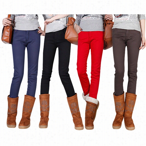 Women's Ldaiess  Thicken Warmer Comfy Soft Stretch Skinny Jean Legging Jeggings Pants Trousers