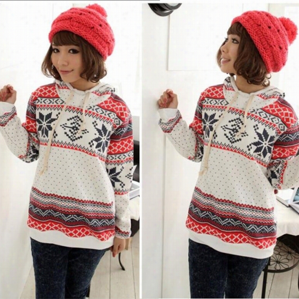 Womens Long  Slee Ve Hooded Sweatshi Rt Hoodiehoody Jumper Top T-shirt Christmas