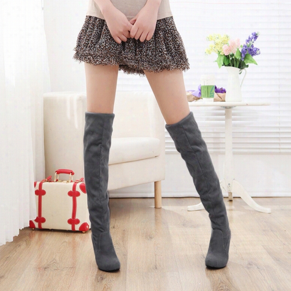 Zeagoo Fall Winter Fashion Wmen Faux Suede Accidental Women Ovrr The Knee Stretchy High Heel Boots