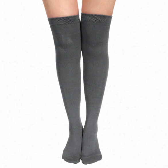 Zeoogoo Sexy Women Girls Solid Opaque Over Knee Thigh High Stockings Socks