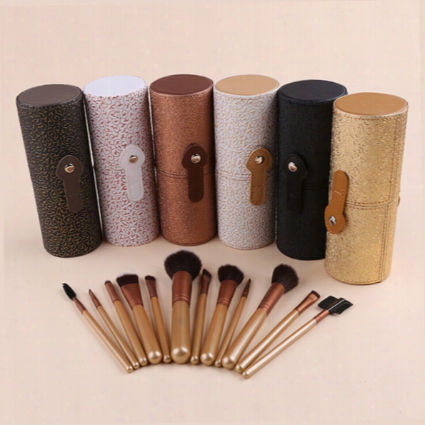 12 Pcs Practical Makeup Brush Set Cosmetic Brushes Tool Kit + Cup Holde Case