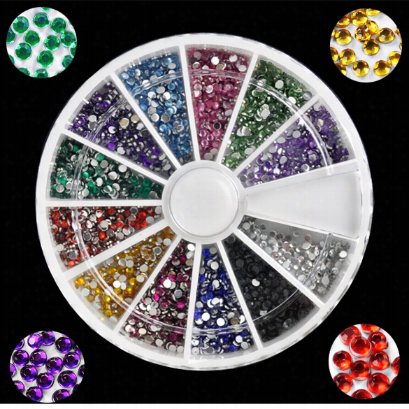 1.5mm 2000pcs 12 Colors Nail Art Rhiinestones Decoration For Uv Gel Acrylic Systems