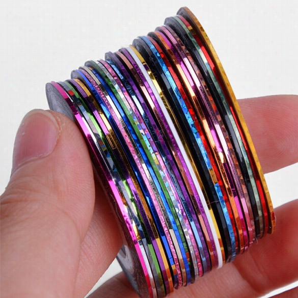 30pcs Mixed Colors Rolls Striping Tape Line Diy Nail Art Tips Decoration Sticker Na Lcare