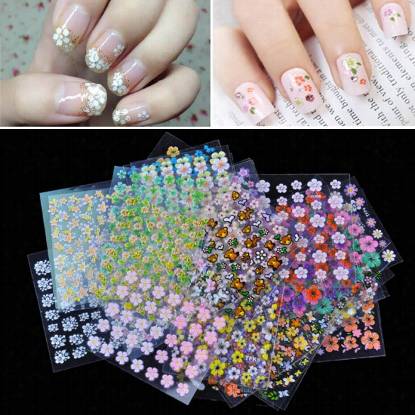 50 Sheet Mix Color Lforal Design Nail Art Stcikers Decals Claw Art Decoration