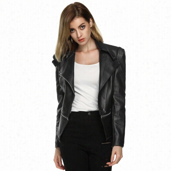 Angvns Stylish Ladies Women's Faux Leather Power Shoulder Coat Jacket