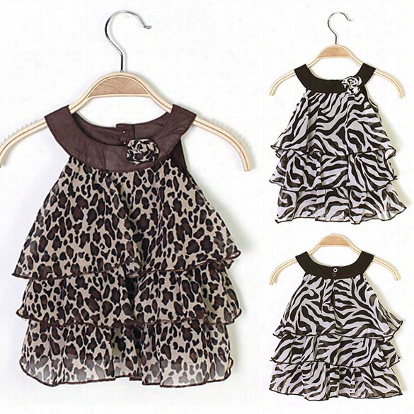 Baby Girl Summer Drss Leopard"zebra Sleeveless Party Birthday Gift Dress Tops