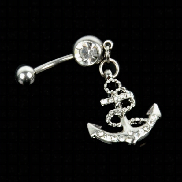 Beautiful  Crystal Button Barbell Barbelly Body Piercing Dangle Anchor Navel Ring