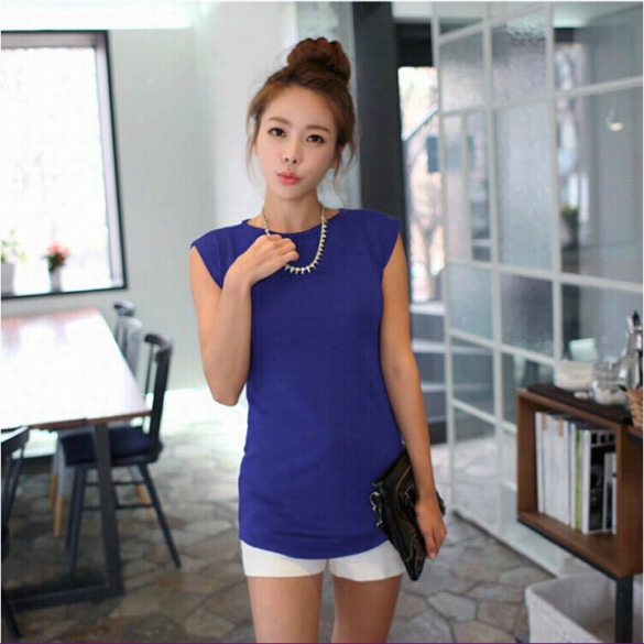 Best Sale Starting A~ New Fashion Women O-neck Sleeveless Solid Slim Casual T-shirt Tops Boouse