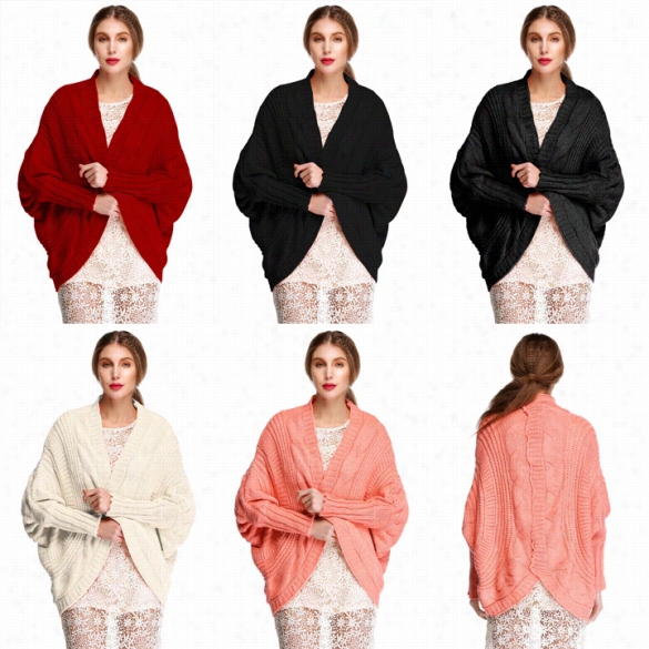 Casual Women Winter Knitting Sweater Batwing Ssleeve Loose Cardigans Shaw Lsweatef