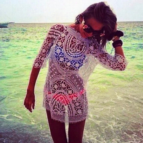 Details Aboutn Ew Women Bathing Suit Sexy Crochet Bikini Swimwear Clothe Up Beach Dress