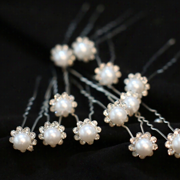 Elegent Wecding Bridal Clear Pearl Flow Er Hair Pins Clips U Bridessmaid 20pcs