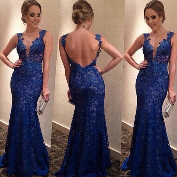 Eurolean Style New Fashion Lady Women's V-neck Formal Ball Gown Party Prom Cocktail Backless Long Dress