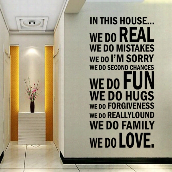 Family House Rules Stickres Wall  Decao Removable Art Vinyl Decor Home Kids Black