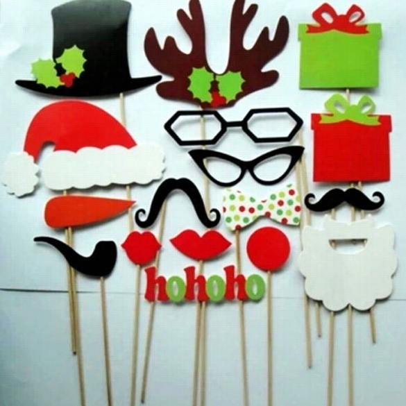 Fashion 17pcs Diy Props Wedding Moustache Lips Christmas Party Mask