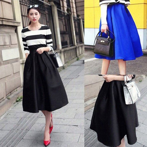 Fashion Casual Women Vintage Style Hepburn Classic Skirt Prom Skirt