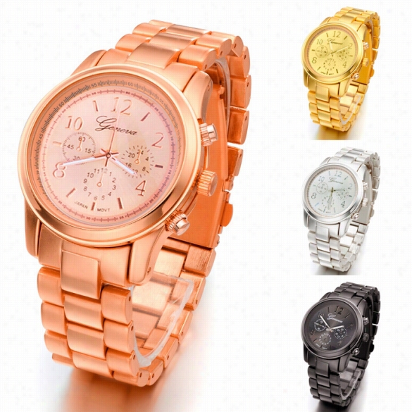 Fa Shion Geneva Women Girl Unisex Crystal Stai Nless Steel Quartz Wrist Watch Hot